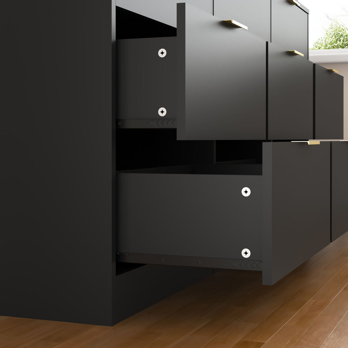 Black 9 Drawer Dresser, 63" Large Deep Chest of Drawers, Wooden Dresser Storage Cabinet with 9 Drawers, Long Dressers