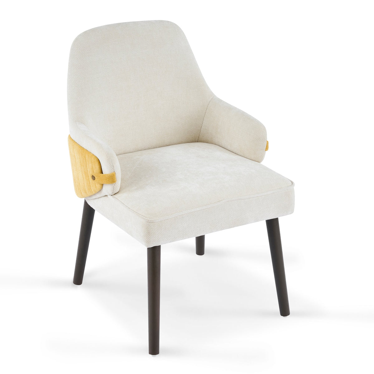Indoor Dining Chair Set of 2, Beige & Yellow Two-Tone Fabric Armchair with Sturdy Frame, Modern Accent Chair for Dining Room/Living Area, 300lbs