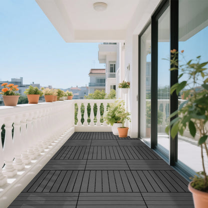 DIY Module Interlocking Decking Tiles Floor Tile for Porch Poolside Outdoor and Indoor Balcony Backyard, Dark Gray