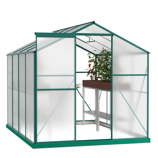 Polycarbonate Greenhouse, 6'x 8" Heavy Duty Walk-in Plant Garden Greenhouse for Backyard/Outdoor