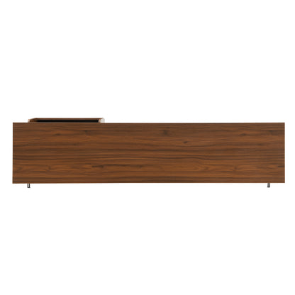 U-Can 70.8'' Modern TV Stand for TVs up to 75 Inches, Entertainment Center with Storage Space, Sliding Doors, Adjustable Shelves and Metal Frame, Mid Century Modern Media TV Console Table for Living R