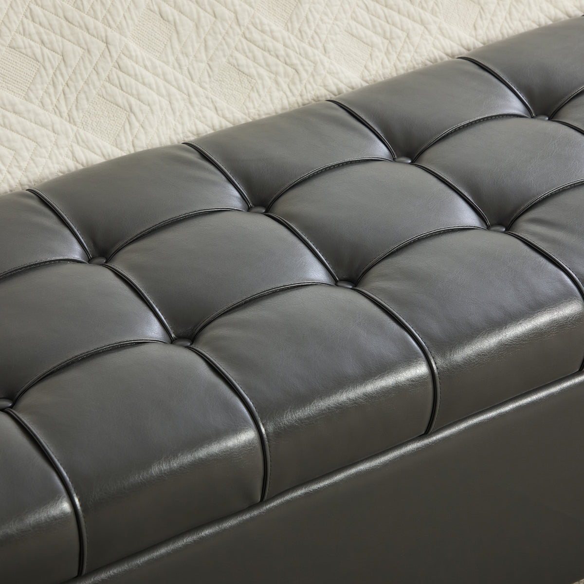 60.2'' Wide Chenille Upholstered Storage End of Bed Bench, Tufted Flip-Top Accent Window Bench Footrest Stool Ottoman with Legs for Living Room, Bedroom, Entryway, Dining Room, Dorm, Corner, Gray