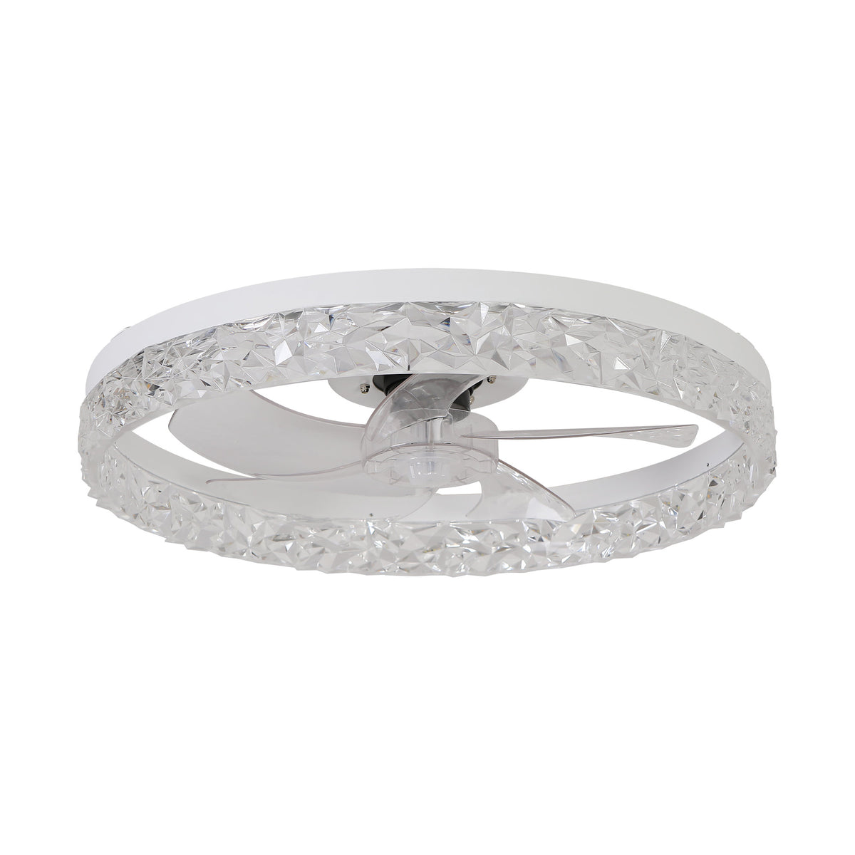 Modern Acrylic Ceiling Fan Light with Remote Control, Dimmable LED Chandelier, 6-Speed Adjustable, Quiet Motor, Flush Mount Design