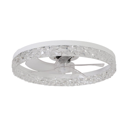 Modern Acrylic Ceiling Fan Light with Remote Control, Dimmable LED Chandelier, 6-Speed Adjustable, Quiet Motor, Flush Mount Design