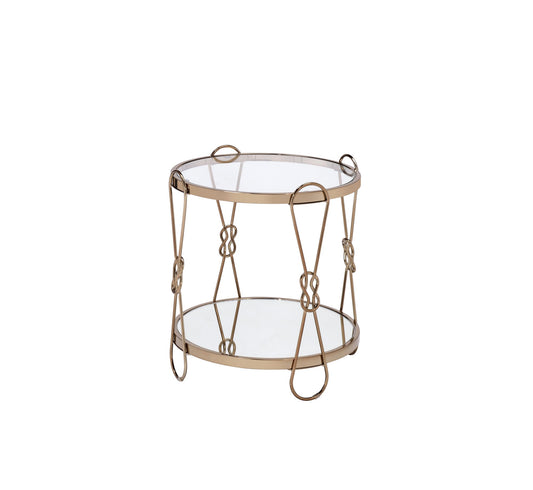 Zekera Mirrored & Champagne Finish End Table