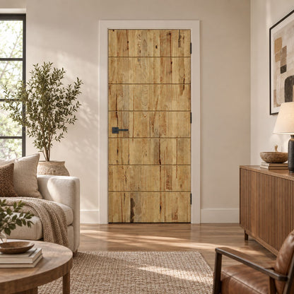 44 in. x 96 in. Hollow Core Weather Oak Stained Pine Wood Interior Door Slab