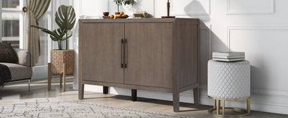U_STYLE 47.25-Inch Farmhouse Sideboard with Pine Veneer and 2 Doors, Retro Buffet with Adjustable Feet – Model N711P410389D