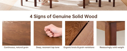 51.2" Solid Wood Folding Dining Table, Rotating Drop Leaf Design with Walnut Finish, Space-Saving Kitchen Table for 4-6 People, Farmhouse Style for Small Apartments, Easy Assembly