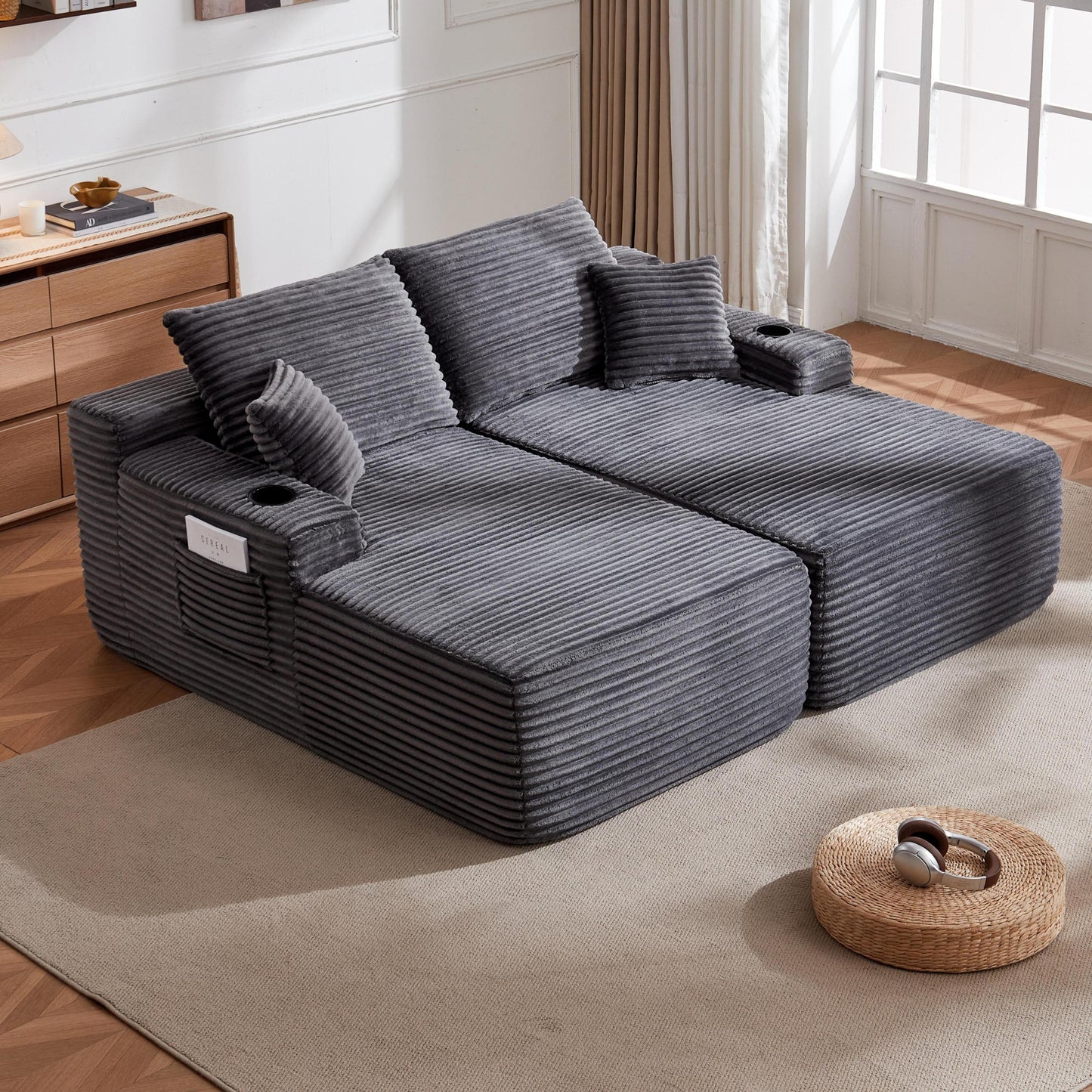 New-69'Cloud Sectional Couch, L-Shape Chaise with R-Shape Chaise with Deep Seat and Comfortable 2 Seater Couch for Modern Living Room,(Plush Fabric),Grey