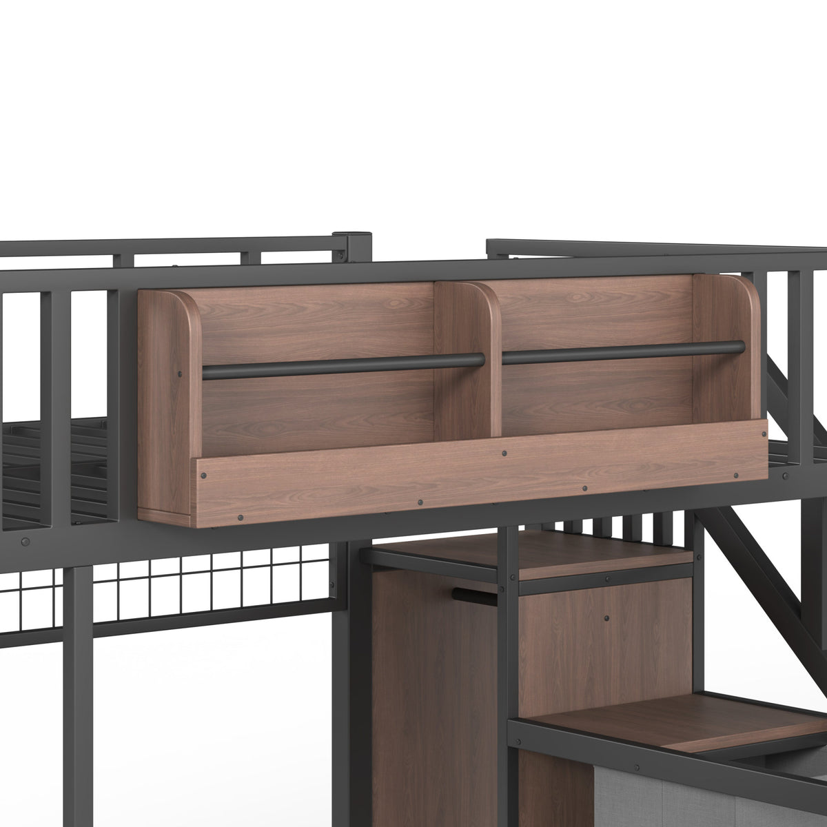 Full Size Loft bed with desk, Heavy Duty save space Loft Bed with Drawers & Storage Stair, All-in-One Metal Frame Multi-Functional Loft Bed for Teens Adults, Black
