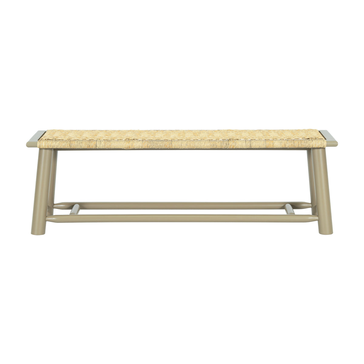 Farmhouse Modern Solid Wood Rattan Bench - 59 Inch Indoor & Covered Outdoor Bench Champagne Finish Multi-Functional Design