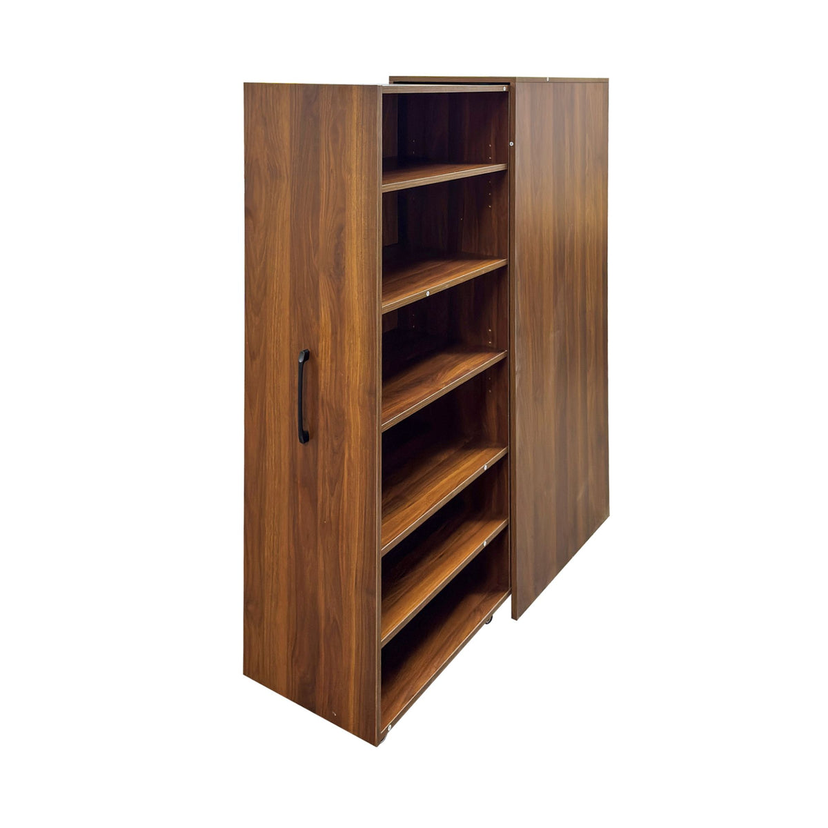 6 Tier Sliding Door Shoe Cabinet with Wheels, Tall  Shoe Storage Organizer, Freestanding Shoe Rack Closet for Entryway, Hallway, Home