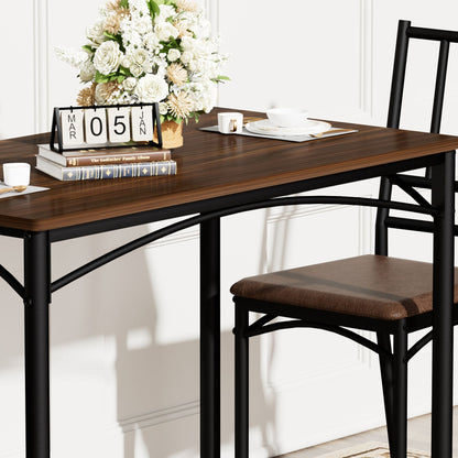 Dining Table Set, Bar Table with 4 Dining Benches, Kitchen Table Counter with Chairs, Industrial for Kitchen Breakfast Table, Party Room – Walnut
