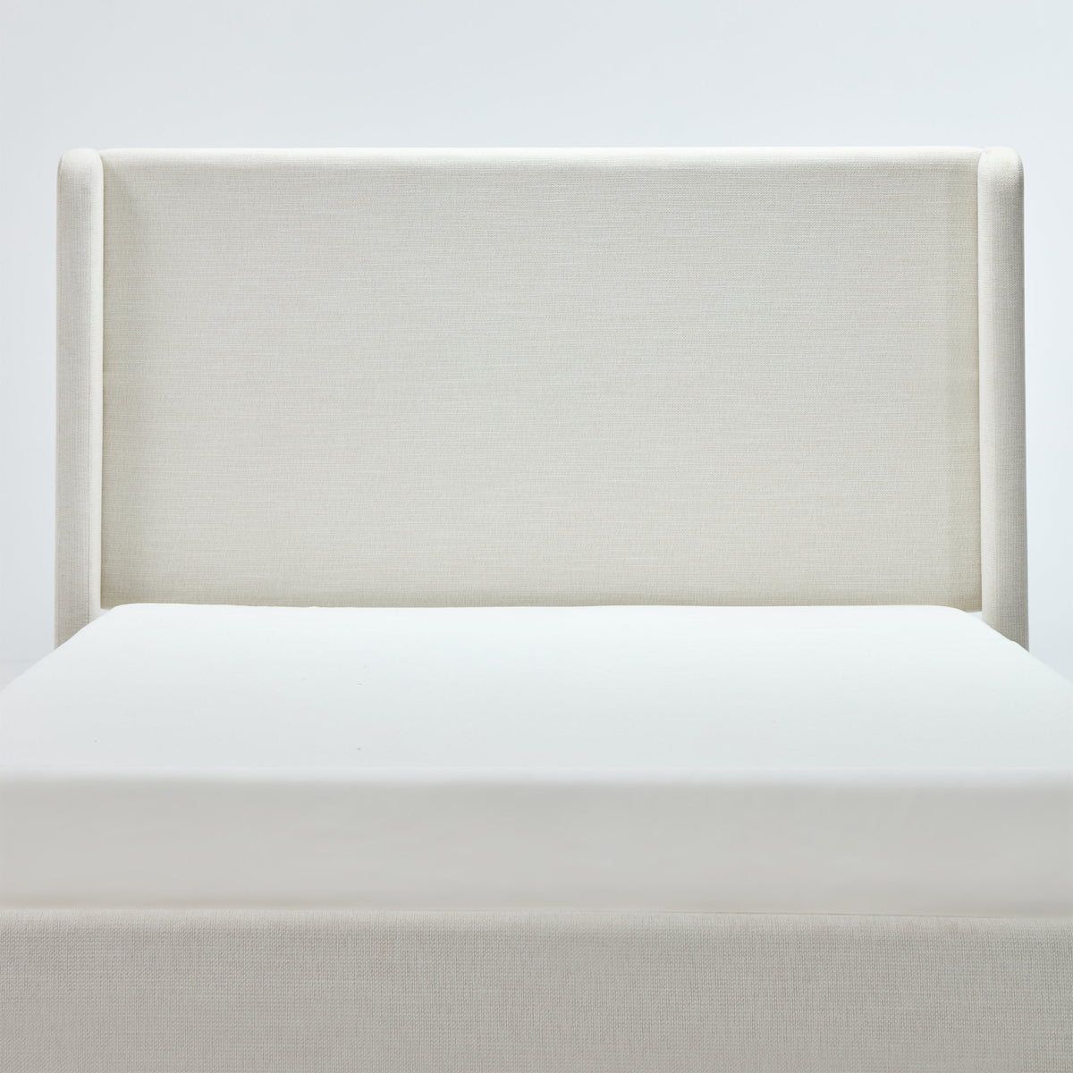 Carmen Upholstered Wingback Bed / Upholstered Platform Bed Frame / 54" High Headboard / Simplicity / Minimalist / No Box Spring Needed / Easy Assembly / Queen/ Textured Ivory Canvas / No Noise