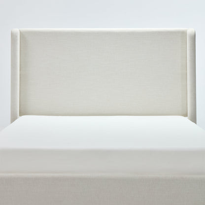 Carmen Upholstered Wingback Bed / Upholstered Platform Bed Frame / 54" High Headboard / Simplicity / Minimalist / No Box Spring Needed / Easy Assembly / Queen/ Textured Ivory Canvas / No Noise