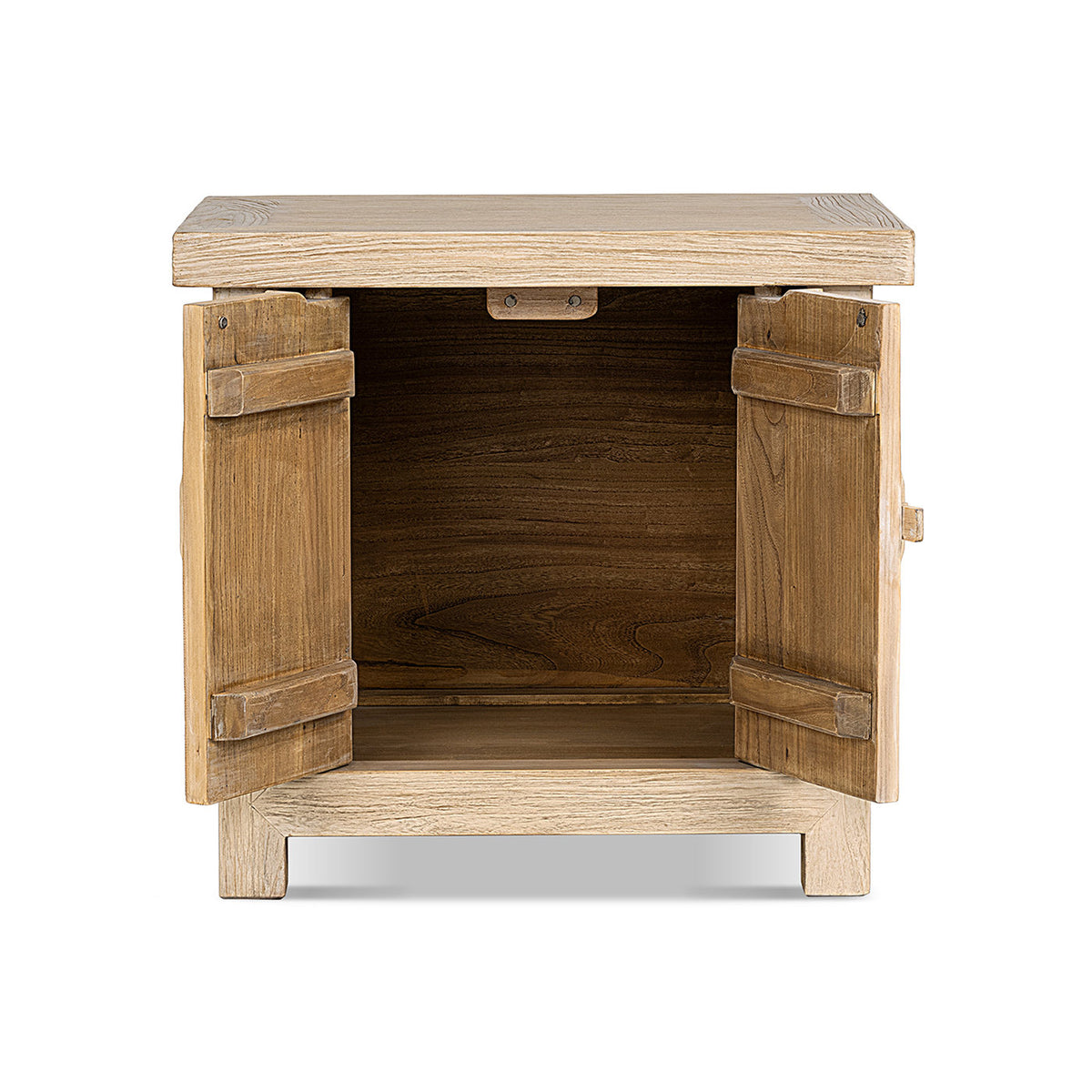 Rowan 26" Reclaimed Elm Wood 2-Door Cabinet, Light Natural Brown