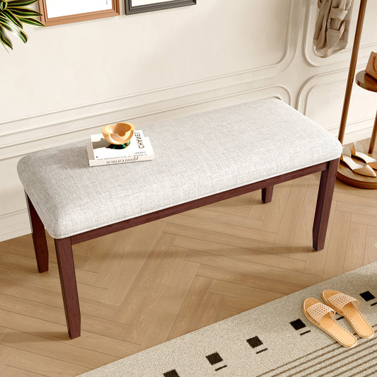 Upholstered Bench for Bedroom End of Bed, 38-inch Entryway Bench, Dining Bench with Padded Seat and Solid Wood Leg