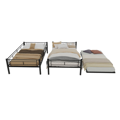Heavy-duty Sturdy Metal Twin over Twin Bunk Bed with Noise Reduction, Safety Guardrail, No Box Spring Needed, Black