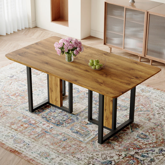 Modern minimalism and luxurious wood rectangular patterned dining table. The computer desk. Dining tables are used