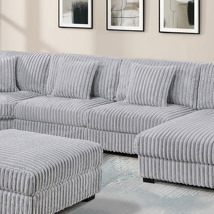 Mink Gray Fur-Like Corduroy Armless Chair Modular 1pc Chair w Pillow Living Room Furniture Contemporary Style