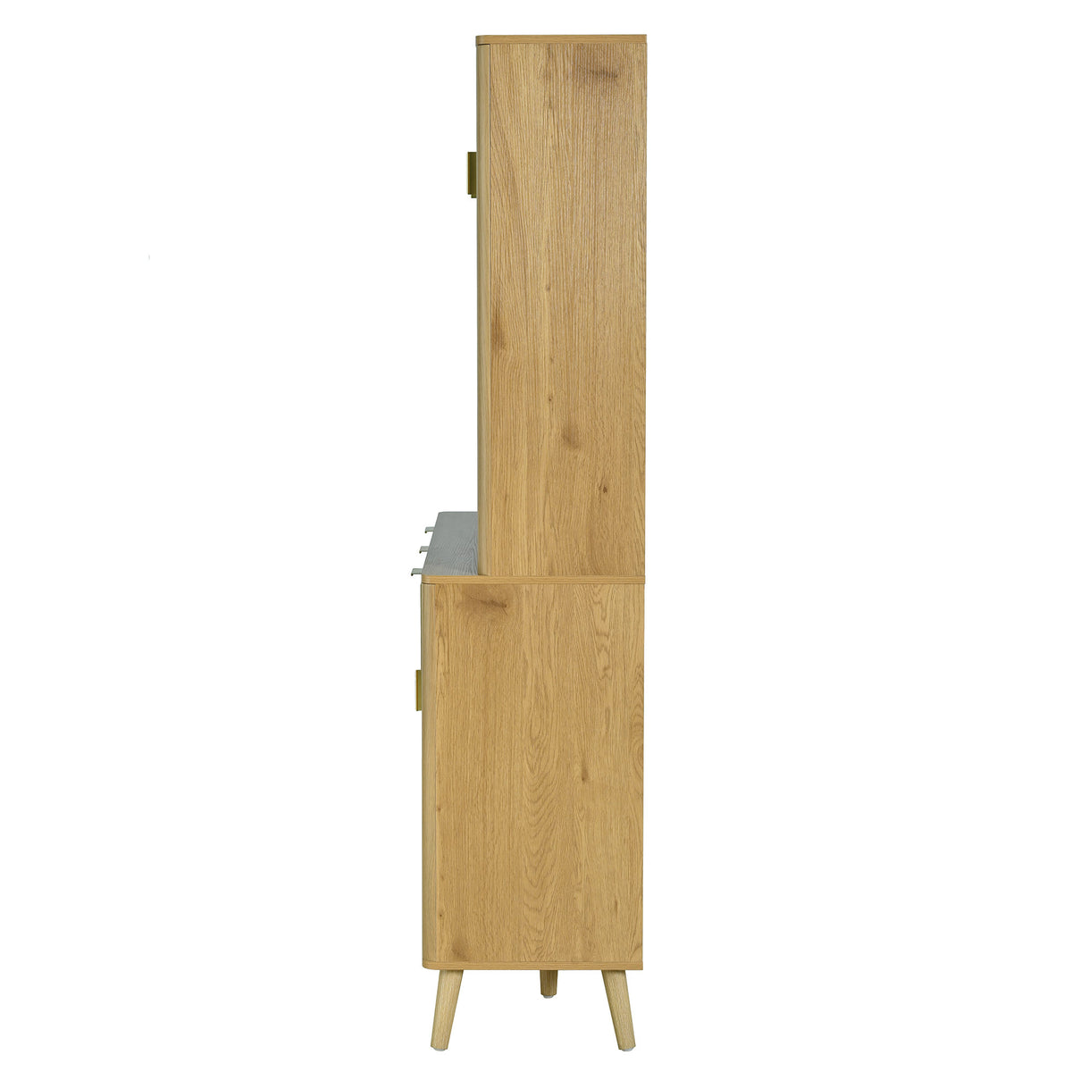 U_Style 72.2" High Kitchen or Bar Cabinet with Electrical Outlet and LED Light, Wine Bottle Storage with Nine-Grid Wine Rack,Multi-Functional Home Sideboard for Dining Room, and Hallway