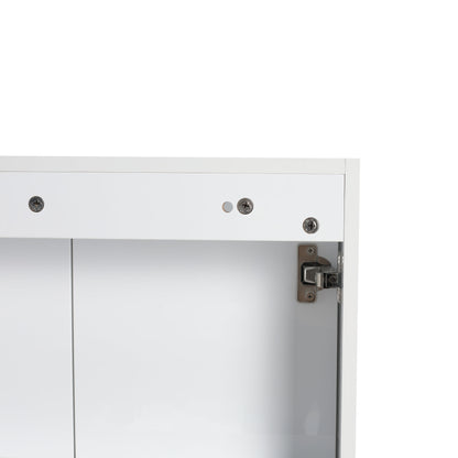 24" Bathroom Wall Cabinet, Soft Close Doors, Float Mounting Design,Glossy White,(KD-Packing)