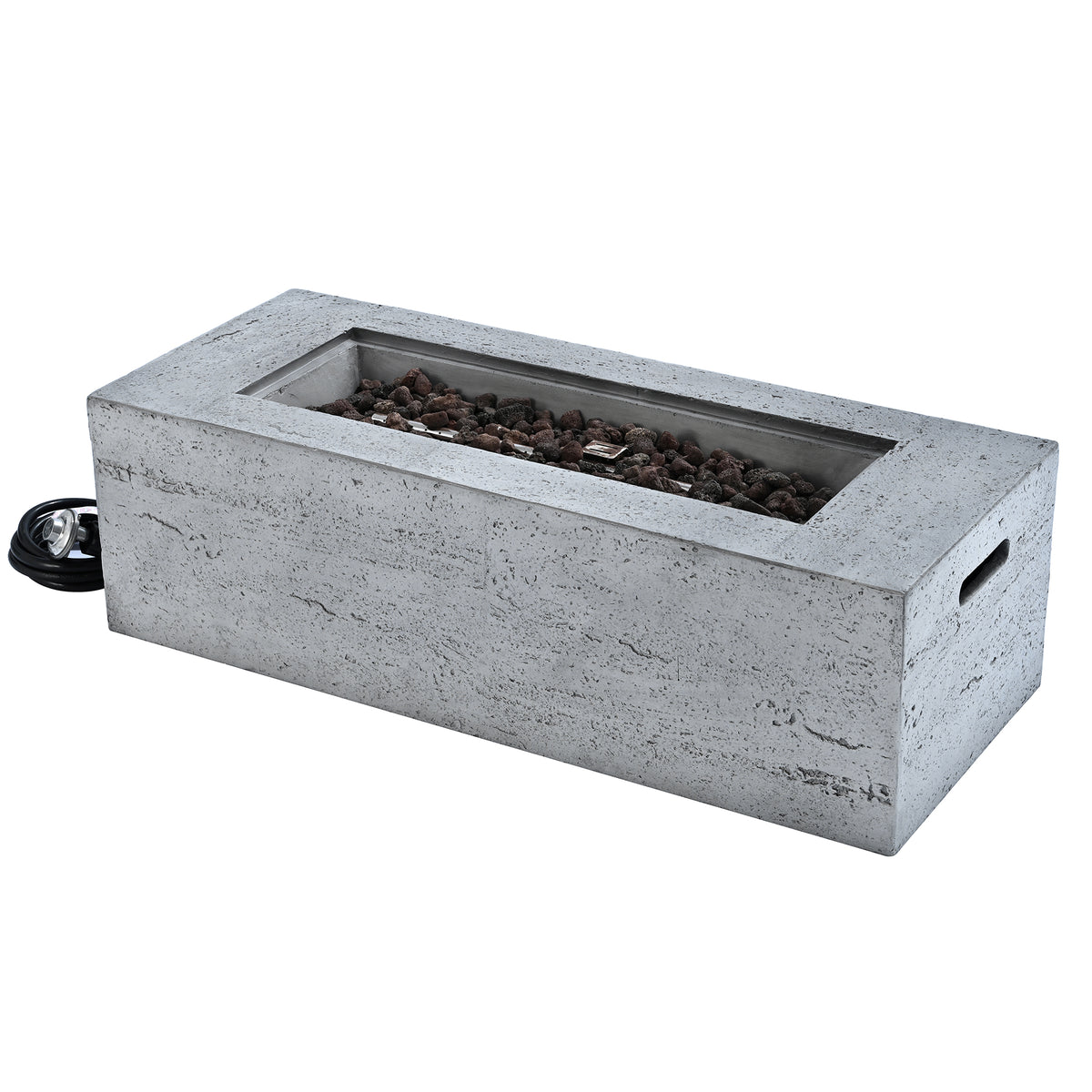 U_STYLE Outdoor Rectangular Propane Fire Pit 40000 BTU, 41.9''MGO Patio Heater with Stainless Steel Burner and Free Lava Rocks