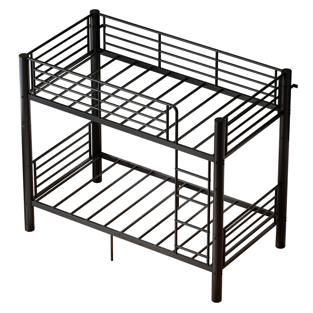 Twin Over Twin Metal Bunk Bed, 2-Inch Heavy-Gauge Tubing, Detachable 2-in-1 Platform Beds with Safety Rails & Wide Ladder, Quiet & Stable Frame Perfect for Small Rooms, Kids and Adults, Black