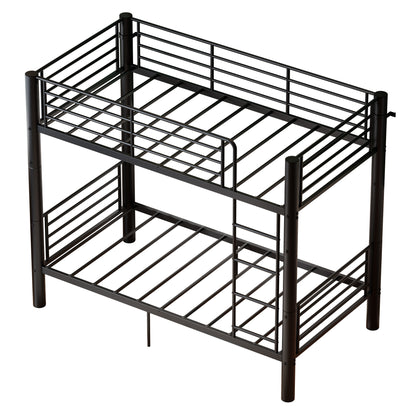 Twin Over Twin Metal Bunk Bed, 2-Inch Heavy-Gauge Tubing, Detachable 2-in-1 Platform Beds with Safety Rails & Wide Ladder, Quiet & Stable Frame Perfect for Small Rooms, Kids and Adults, Black