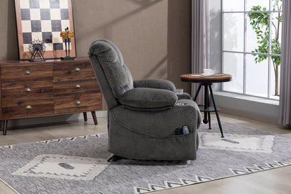 Ultra wide electric lounge chair with hot massage heating and auxiliary standing function - velvet rotating lounge chair for living room, bedroom, and office use