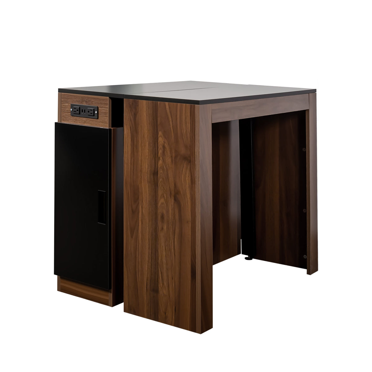 Modern Multifunctional Extendable Dining Table with Outlet, Space Saving Expanding Table with Storage for Party, Weddings, Meetings, Celebrations