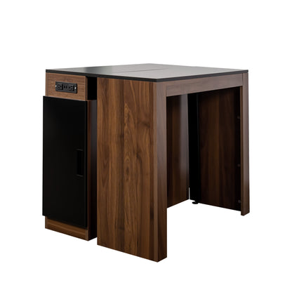 Modern Multifunctional Extendable Dining Table with Outlet, Space Saving Expanding Table with Storage for Party, Weddings, Meetings, Celebrations