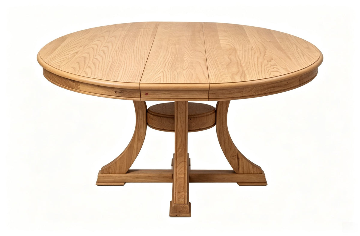 Solid Wood Round Extendable Dining Table 5-pieces Set with  Woven Back Dining Chairs,Natural Oak Finish Dinner Table Set with 4 Upholstered Cushion Seats for Kitchen Dining Room