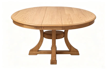 Solid Wood Round Extendable Dining Table 5-pieces Set with  Woven Back Dining Chairs,Natural Oak Finish Dinner Table Set with 4 Upholstered Cushion Seats for Kitchen Dining Room