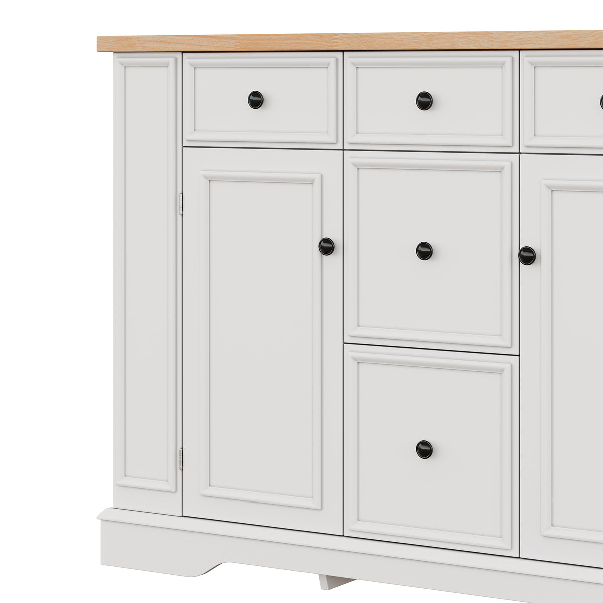 TREXM Sideboard Buffet Cabinet with Storage, Kitchen Console Table with 5 Drawers, 2 Cabinets, Adjustable Shelves, Buffet Server for Dining Room, Living Room, Entryway (White)
