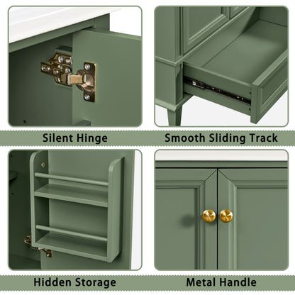 27.8" Modern Bathroom Vanity Set with Reinforced Legs & Painted Surface, Mid-Century Freestanding Bathroom Vanity Sink with Storage, High-end Restroom Vanity Cabinet with Drawer& Hidden Storage Shelvs