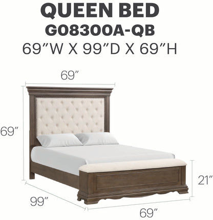 Stirling G08300A-QB Queen Bed(Mattress Not Included), Gray