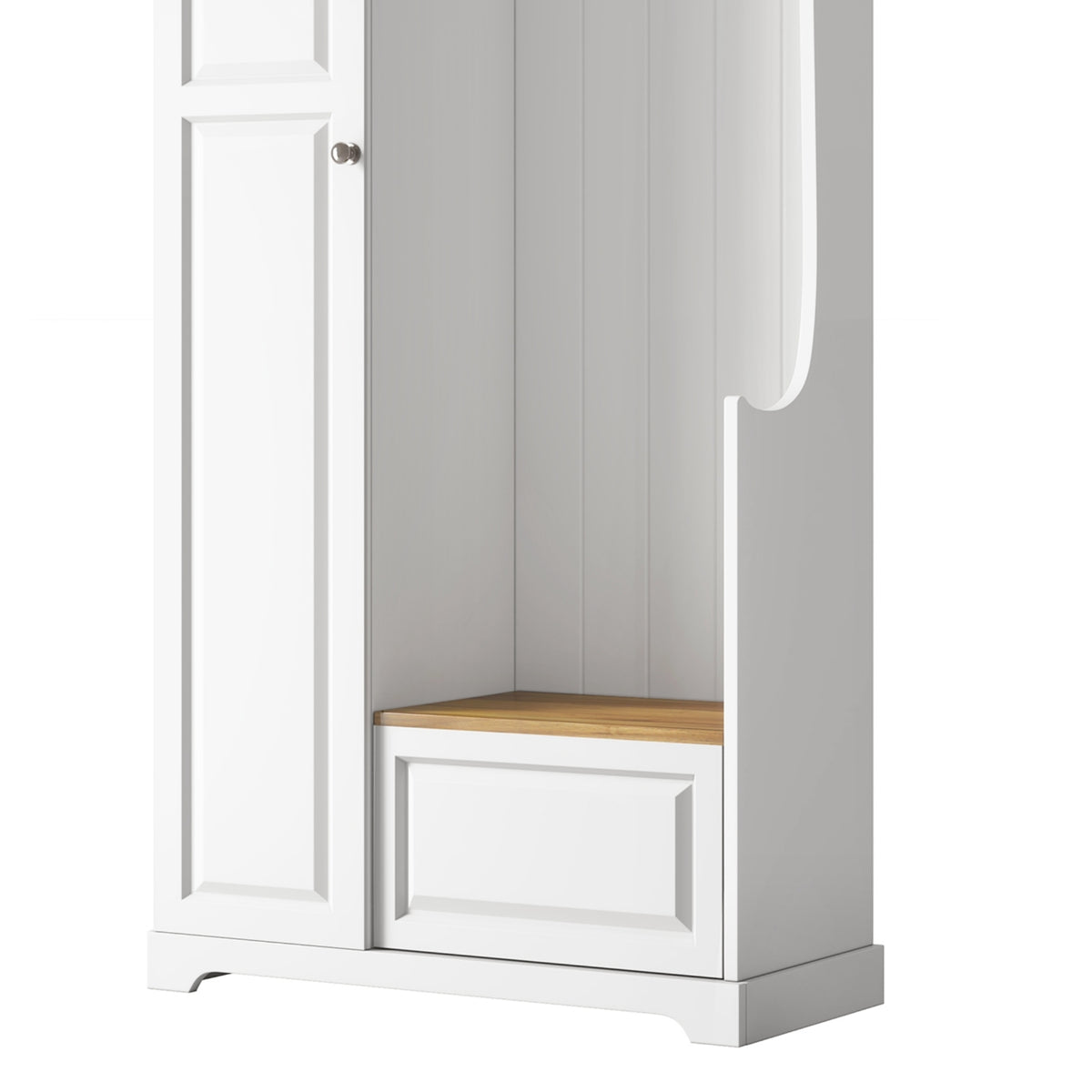 Stylish Design Hall Tree with Flip-Up Bench, Minimalist Hallway Shoe Cabinet with Adjustable Shelves, Multifunctional Furniture with Hanging Hooks for Entryways, Mudroom, White (OLD SKU: WF304223AAK)