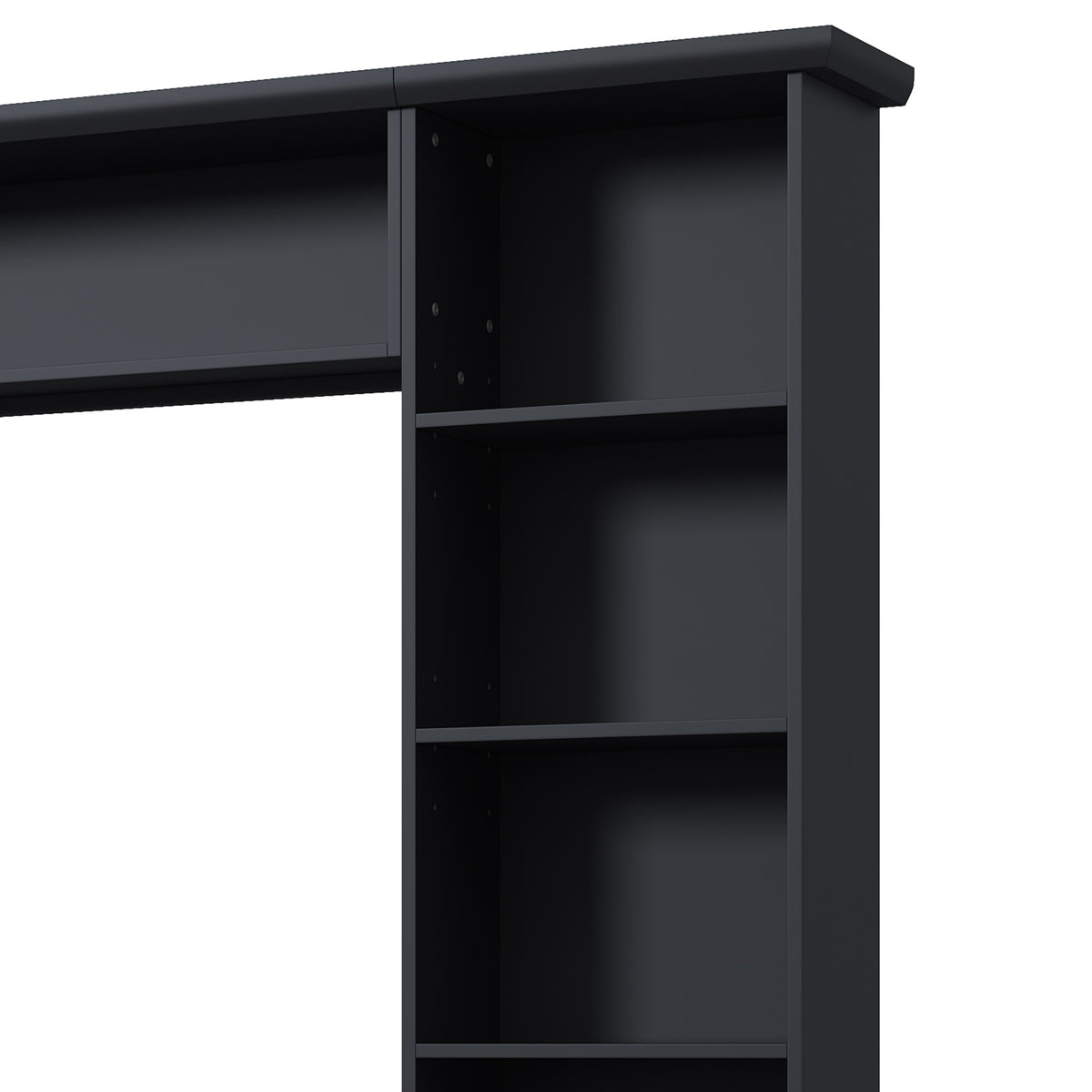 Farmhouse Elegant Entertainment Center Wall Unit with 4 Drawers, Modern Built in TV Stand with Bridge for TVs Up to 70", All-in-One Media Console with Adjustable Shelves for Living Room, Black