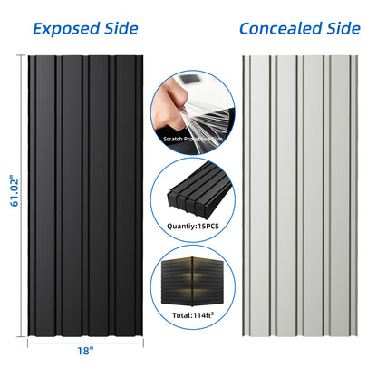 Metal Roof Panel Length 61IN 15PCS Galvanized Roof Panels  Waterproof Heavy Duty Metal Roof Panels for Outdoor House Storage Stables Patio Garages Sheds,Gray