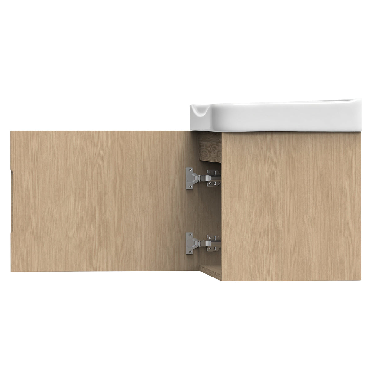 Wall Mount20' Light Oak Bathroom Vanity with Ceramic Sink with one faucet holes, Cabinet  Soft close doors  Pre-installed and completed