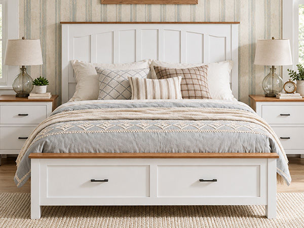 Queen Size Farmhouse Metal Bed Frame, Platform Bed , Mattress Foundation with Wood Support Slats, No Box Spring Needed, Noise Free.