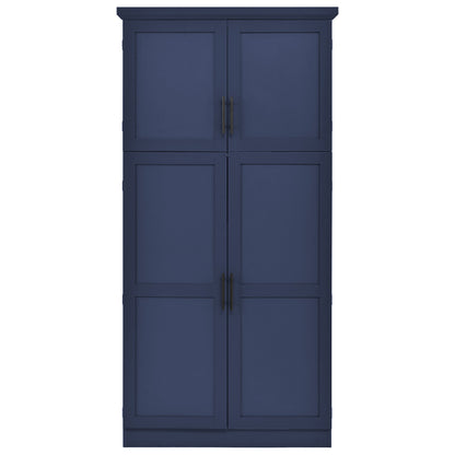 [Assembly Video Provided] TOPMAX 35.5x17.6x70.9inch Freestanding Kitchen Pantry Cabinet, Tall Storage Cabinet with 4 Doors, 2 Door Shelves – Blue