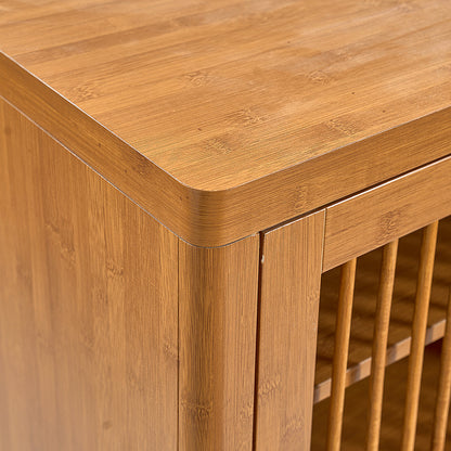 Walnut Modern Shoe Cabinet with Louver Doors, 6-Tier Entryway Organizer with Adjustable Shelves, MDF and Iron Construction, Natural Finish