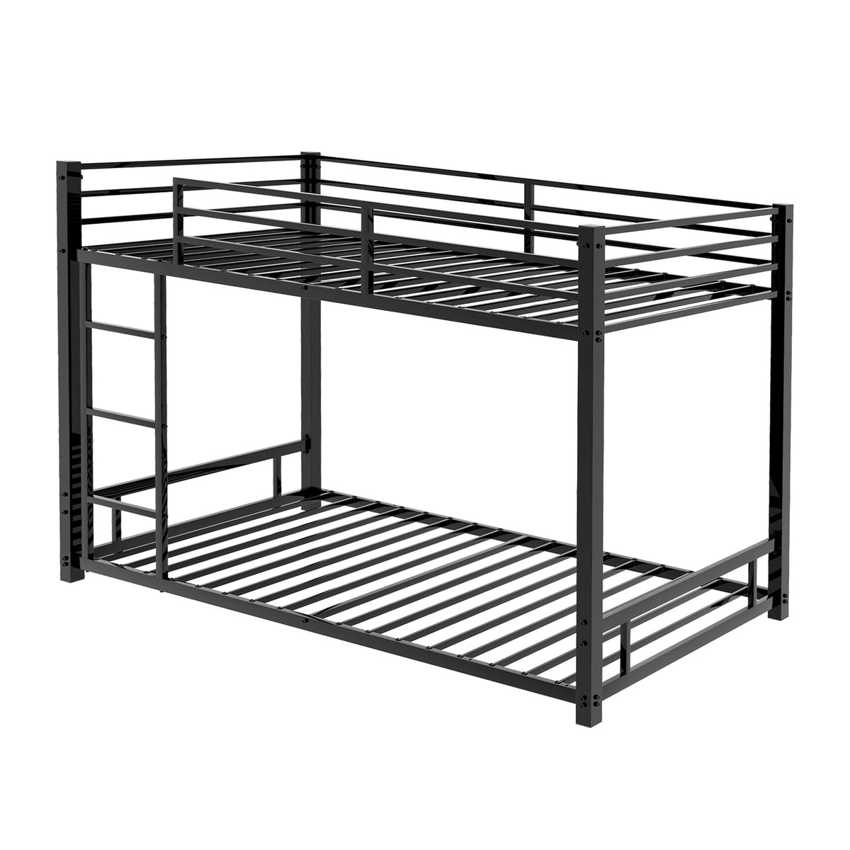 Metal Twin over Twin Bunk Bed/ Heavy-duty Sturdy Metal/ Noise Reduced/ Safety Guardrail,Black