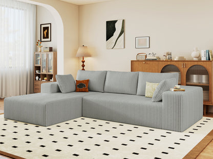 96" Cloud Sectional Couch with L-Shape Chaise,Modern Modular Sofa with Deep Seat, Upholstered Couches for Living Room Bedroom,No Assembly Required (Plush Corduroy Fabric)