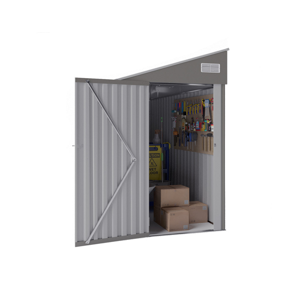 Campcraft Optional two-color storage shed, single hinge door with sloping roof, solid structural design, good ventilation, surface with protective film, and suitable for various scenarios