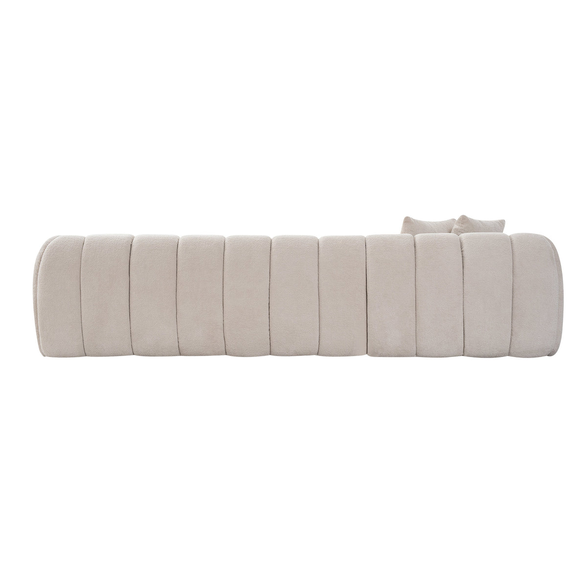111.3" Camel Tufted Bubble Modular Sectional Sofa, Vacuum Compressed Foam L Shape Cloud Couch, Boucle Teddy Fabric Plush Corner Sofa with Pillows, Boneless Compression Sofa for Living Room.