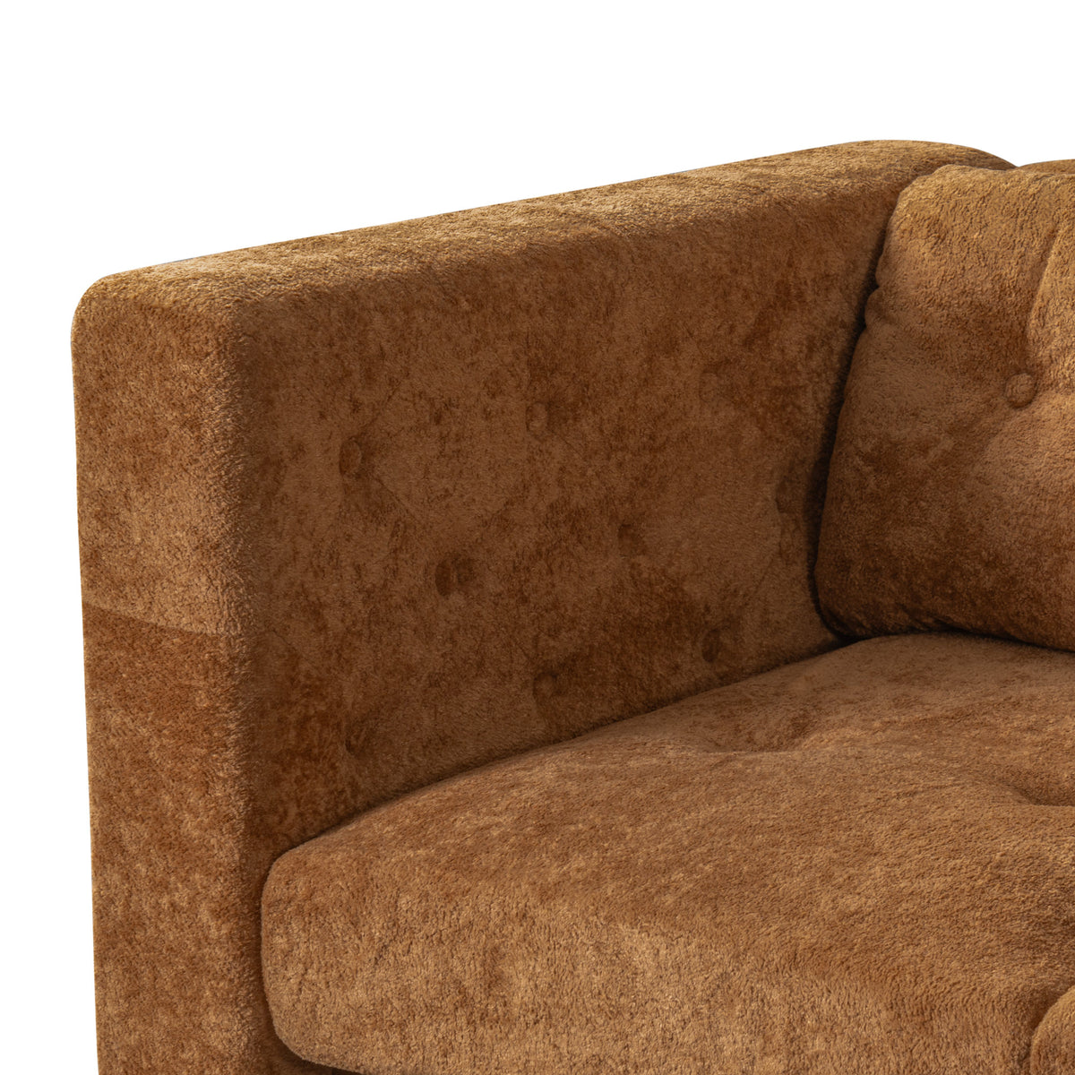 78" Modern 3 Seater Sofa Chenille Upholstered Couch with Square Arms, Tufted Pillow Back & Natural Rubber Wood Legs Multi Cushion Sofa for Living Room and Apartment Leisure Corner, Orange