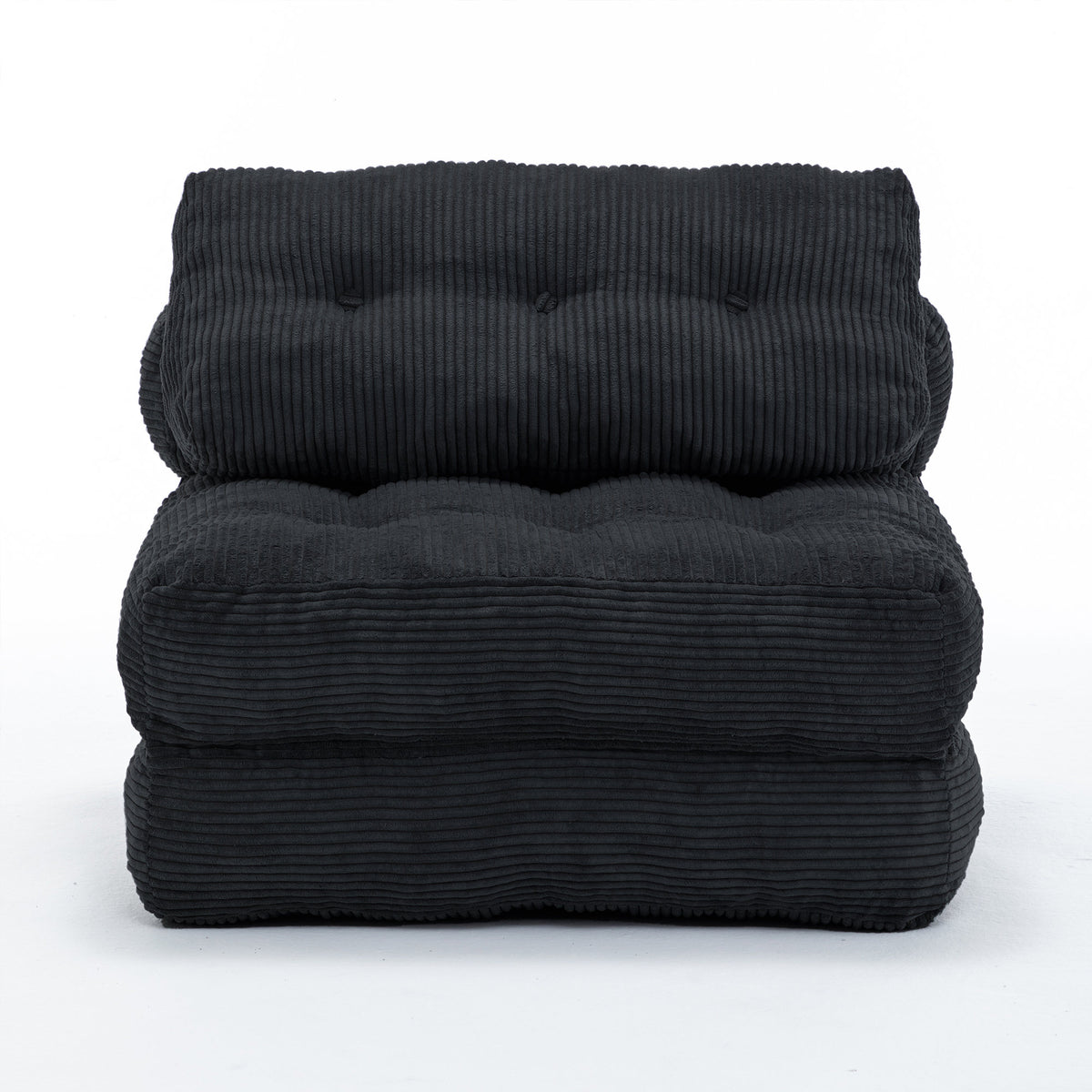 Folding Sofa Bed, Convertible Sleeper Chair with Pillow Foldable Mattress with Back Support, Portable Fold Out Chair Bed Comfy Floor Sofa Lounge for Living Room Bedroom, Black , Single